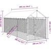 Lauko voljeras šunims su stogu, sidabrinis, 2x6x2,5m, plienas
