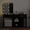LED makiažo stalo komplektas Juodas ąžuolas 140 x 40 x 140 cm