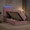 LED saugojimo lova su čiužiniu Rožinė 100 x 200 cm Aksomas