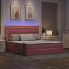 Lova su daiktų laikymo vieta ir LED Rožinė 180 x 200 cm Aksomas