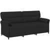 3-Vietis Sofa Juoda 198 x 83 x 95 cm Audinys