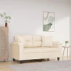 Dvivietė sofa su pagalvėmis, smėlio, 120cm, audinys