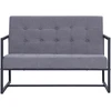 Dvivietė sofa su porankiais, šviesiai pilka, plienas ir audinys