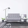 Dvivietė sofa su porankiais, šviesiai pilka, plienas ir audinys
