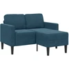 Dvivietė sofa su šezlongu, L formos, mėlyna, 125 cm, aksomas