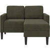 Dvivietė sofa su šezlongu, L formos, tamsiai žalia, 125 cm, dirbtinė oda