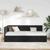 Lova Kampinė lovos konstrukcija Juoda 90 cm x 200 cm Aksomas