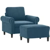 Sofa Krėslas su pakoja, mėlynos spalvos, 60cm, aksomas