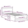Lova Lovos rėmas Balta 75 x 190 cm Kietos pušies mediena