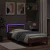 Lovos rėmas su galvūgaliu ir LED lemputėmis, rudas, 90x200cm