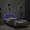 Lova Lovos rėmas su galvūgaliu ir LED lemputėmis, pilkas, 90x190cm