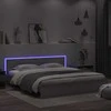Lova Lovos rėmas su galvūgaliu ir LED, pilkas ąžuolo, 200x200cm