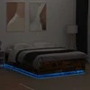 Lova Lovos rėmas su LED, dūminio ąžuolo, 120x200cm, apdirbta mediena