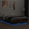 Lova Lovos rėmas su LED, dūminio ąžuolo, 140x200cm, apdirbta mediena