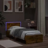Lova Lovos rėmas su LED Dūminio ąžuolo 80 x 200 cm Apdirbta mediena