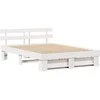 Lova Lovos rėmas su stalčių Balta 150 x 200 cm Kietos pušies mediena