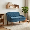 Sofa Minkštas kampas su mygtukų apmušalais Mėlyna 111 x 65 x 79 cm