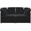 Modulinė sofa su pagalvėlėmis, aksominė, juoda
