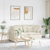 Modulinė sofa su pagalvėlėmis, aksominė, kreminės spalvos