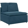 Modulinė sofa su pagalvėlėmis, aksominė, mėlyna