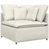 Modulinė sofa su pagalvėlėmis, aksominė, kreminės spalvos
