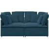 Modulinė sofa su pagalvėlėmis, aksominė, mėlyna