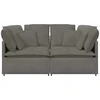 Modulinė sofa su pagalvėlėmis, šviesiai pilka, velvetas, audinys