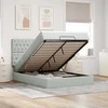Lova Osmanų lovos rėmas su čiužiniais, pilkas, 140x190cm, aksomas