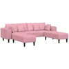 Sofa 3 vnt. Rožinė Aksomas