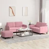 Sofa Sofos komplektas, 3 dalių, rožinės spalvos, aksomas