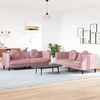 Sofa Sofos komplektas su pagalvėmis, 2 dalių, rožinis, aksomas