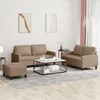 Sofa Sofos komplektas su pagalvėmis, 3 dalių, kapučino, dirbtinė oda