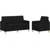 Sofa Sofos komplektas su saugojimu 2 vnt. Juoda Poliesteris