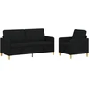 Sofa Sofos komplektas su saugojimu 2 vnt. Juoda Poliesteris