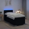 Lova su čiužiniu ir LED apšvietimu Juoda 100 x 200 cm Audinys