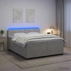 Lova su čiužiniu ir LED apšvietimu Šviesiai pilka 200 x 200 cm