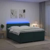 Lova su čiužiniu ir LED apšvietimu Tamsiai žalia 200 x 200 cm
