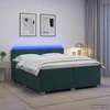 Lova su čiužiniu ir LED apšvietimu Tamsiai žalia 200 x 200 cm