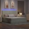 Lova su daiktų laikymo vieta ir LED Šviesiai pilka 160 x 200 cm