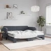 Sofa Lova su ištraukiama dalimi/čiužiniu, pilka, 90x190cm, aksomas