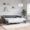 Sofa Lova su ištraukiama dalimi, tamsiai pilka, 80x200cm, aksomas