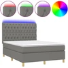Lova su spyruoklėmis/čiužiniu/LED, pilka, 140x190 cm, audinys