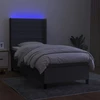 Lova su spyruoklėmis/čiužiniu/LED, pilka, 90x200 cm, audinys