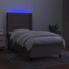Lova su spyruoklėmis/čiužiniu/LED, taupe, 90x190 cm, audinys