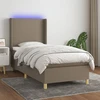 Lova su spyruoklėmis/čiužiniu/LED, taupe, 90x190 cm, audinys