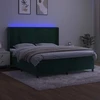 Lova su spyruoklėmis/čiužiniu/LED, žalia, 160x200cm, aksomas
