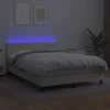 Lova su spyruoklėmis ir čiužiniu/LED, kreminė, 140x190 cm