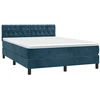 Lova su spyruoklėmis ir čiužiniu, mėlyna, 140x190 cm, aksomas