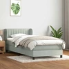 Lova su spyruoklėmis ir čiužiniu, pilka, 80x220 cm, aksomas