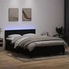 Lova su spyruokliniu/čiužiniu/LED, juoda, 160x210 cm, aksominė